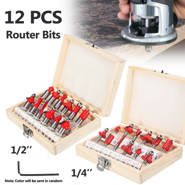 12pcs Router Bits Set Woodworking Tool Carbide Tipped 6.35mm 1/4" Shank Fit Tool